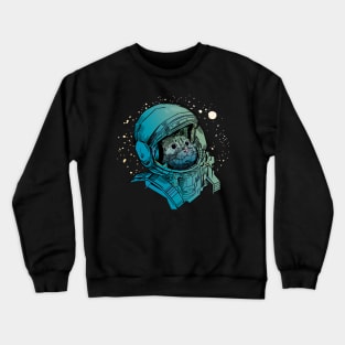 Cute Floating Cat in Space - Funny Space Cat Graphic Crewneck Sweatshirt